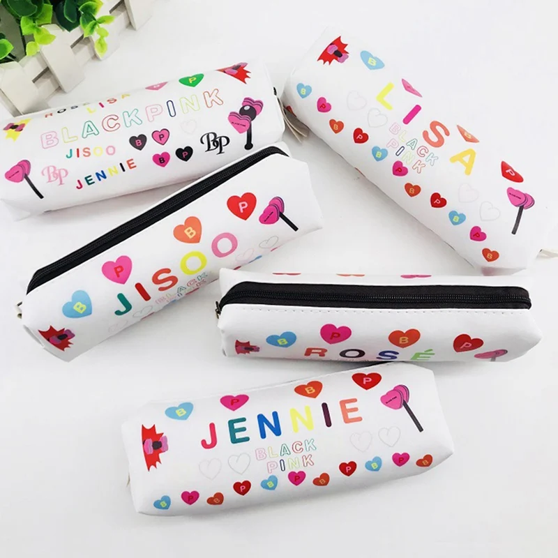 

1 Pcs Kawaii Cartoon Kpop BLACKPINK PU Pencil Case Storage Organizer Pen Bag Fans Stationery Gifts