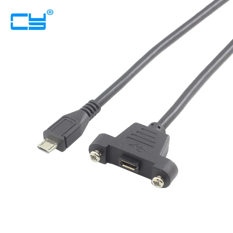 5pcs Screw Lock Panel Mount Micro USB 2.0 Type B Male to Female M/F