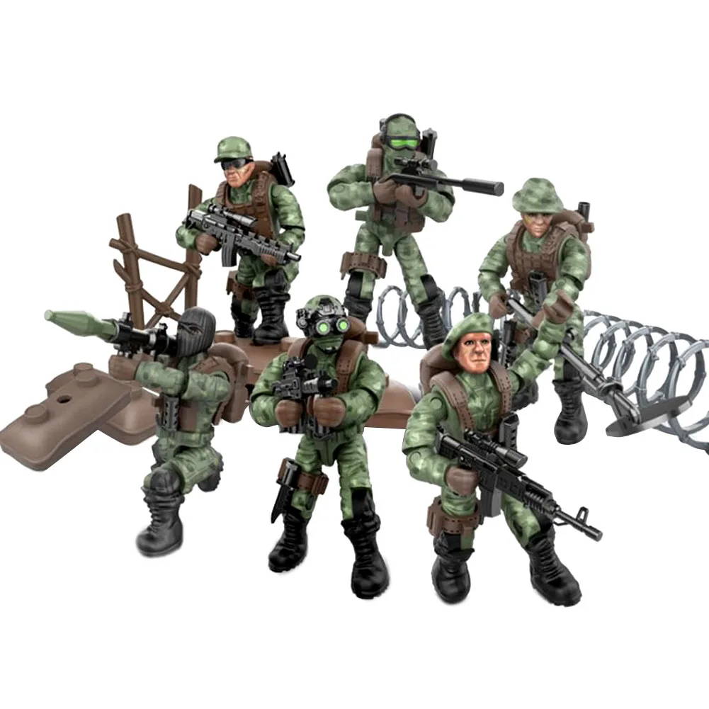 6 Упак. спецназ армейская солдатик SWAT фигурки с оружием и аксессуары строительные блоки игрушки для детей взрослых