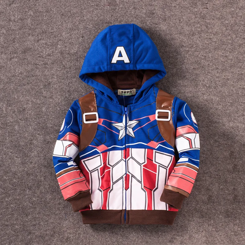 Куртки "Мстители" пальто для мальчиков Железный человек, Тора, Халка «Человек-паук»; Одежда для маленьких мальчиков костюм для детей, куртки с капюшоном, детские футболки