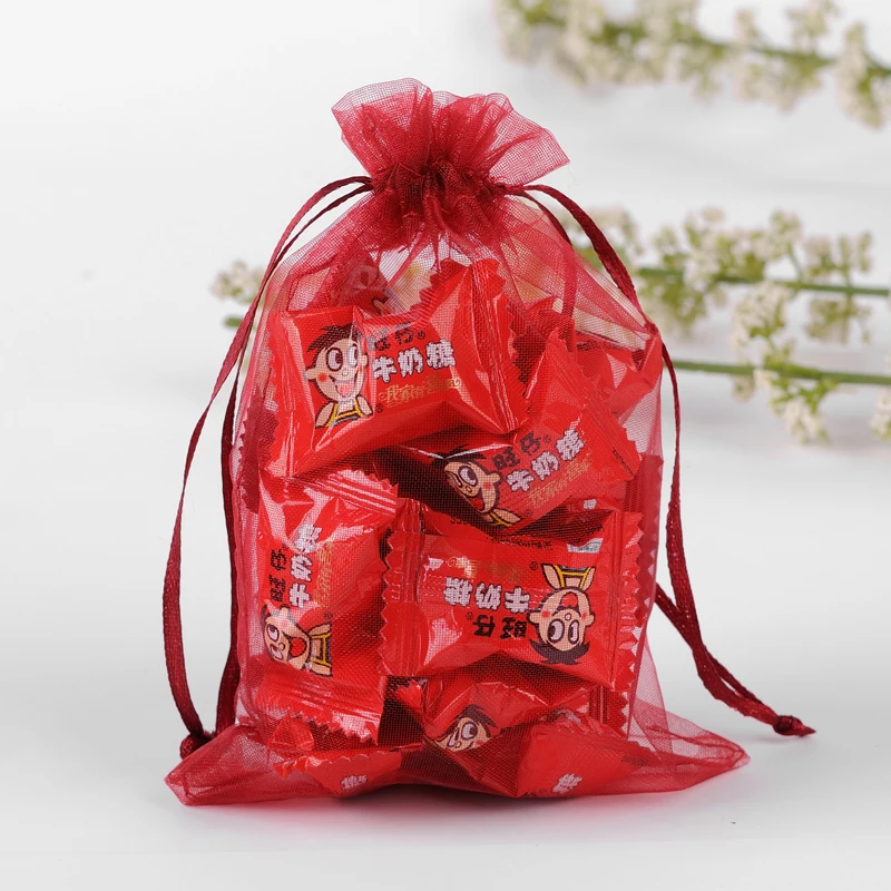 Тюлевые подарочные сумки 100 шт/партия 10x15 см дешевые сумки из органзы маленькая Конфета сумки для свадебных сувениров и подарков с логотипом на заказ