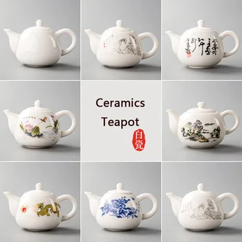 

Ceramic Teapots Yixing Tea Pot White Porcelain Tea Sets Chinese Teapot Unique Kettle Kung Fu Teaset Infuser China Tea Cups D001