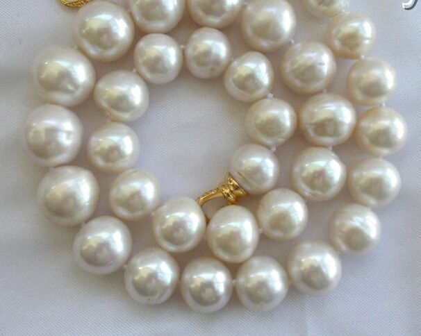 

Wholesale fast 100% Natural jewelry stunning wow big 12mm round white freshwater cultured pearl necklace 14KGP