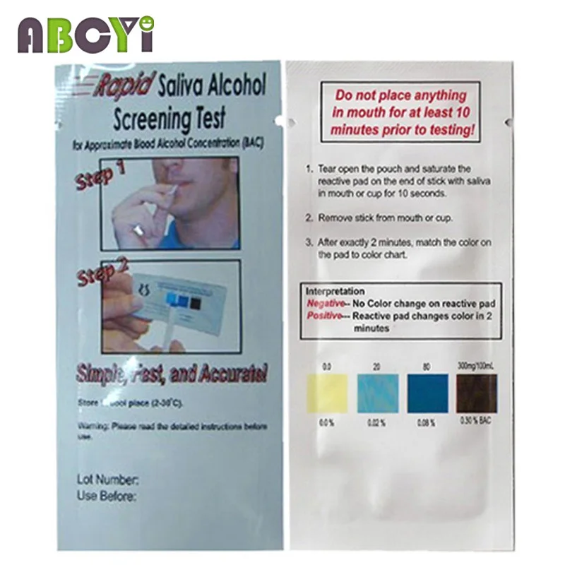 1000 pcs Disposable Alcohol Tester Wholesale Saliva Alcohol Test Kits