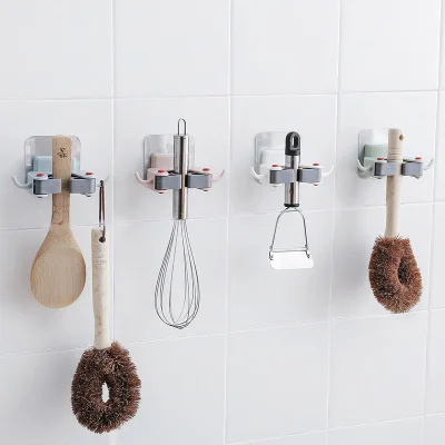 Kitchen mop rack multi-function storage mop hook bathroom bathroom wall hanging broom hanger mop clip