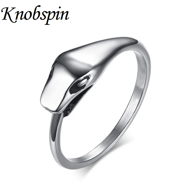 

KNOBSPIN Fashion Ouroboros Snake Rings in Silver Color Unique Cool Jewelry Stainless Steel Male Female Ring Size 8-12