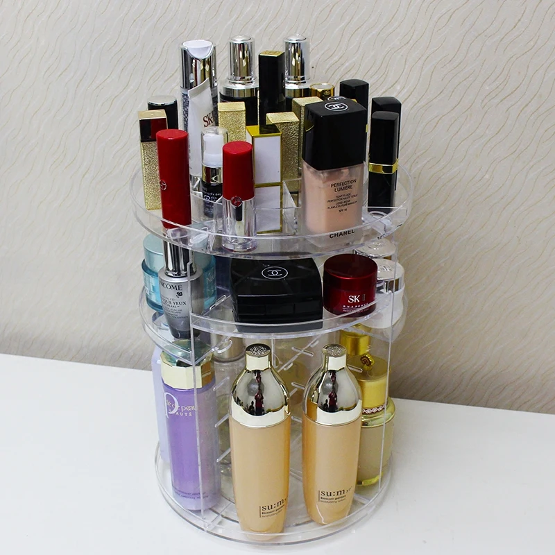 

Super Large Capacity Rotary Transparent Acrylic Cosmetic Storage Box Tabletop Skin Care Storage Holder Racks Shelf Home Storage