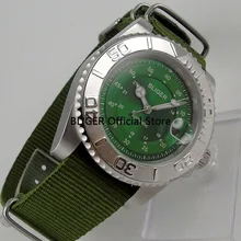 BLIGER 40 milímetros Assista men Dial Prata Verde Cerâmica Rotativa Bisel Luminous Marcas MIYOTA relógio de Cristal de Safira Movimento Automático