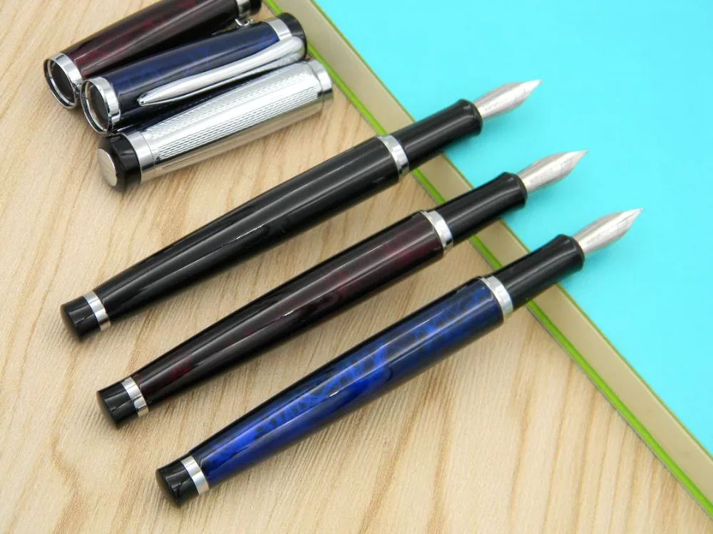 

BAOER silver METAL new BLUE BLACK Ice flower color GIFT fountain pen