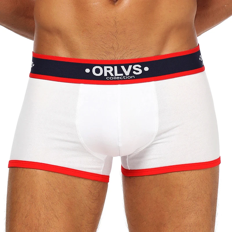 ORLVS, сексуальные гей боксеры, мужское нижнее белье, хлопок, дышащие, удобные, трусы, быстросохнущие, сетка, Мужская одежда для сна, одноцветные боксеры OR138