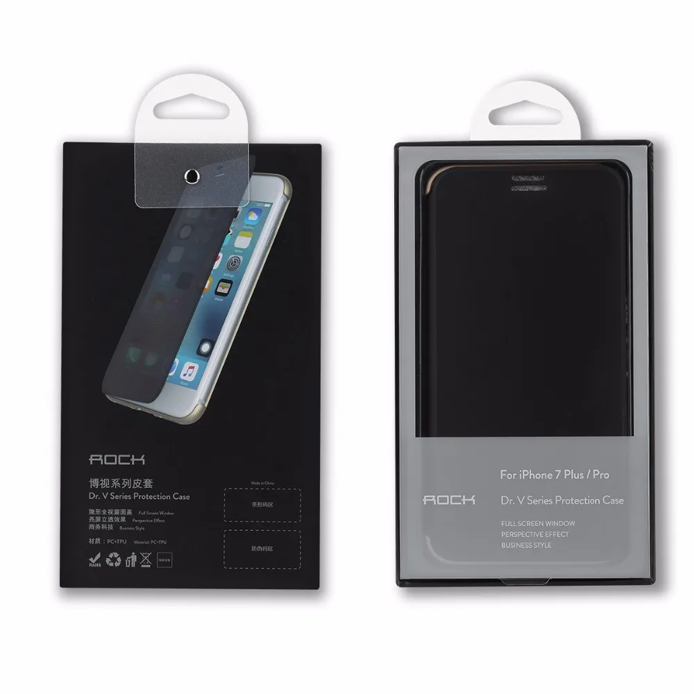 Серия Dr. v, флип-чехол для iPhone 7, 7 plus, ROCK, невидимое окно, полная защита экрана, телефон, флип-чехол для iPhone 7, 7 plus