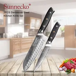 SUNNECKO 2 шт Кухня Набор ножей Santoku Утилита Шеф-повар Ножи японский Дамаск VG10 Сталь Sharp G10 шлифования ручка режущие инструменты