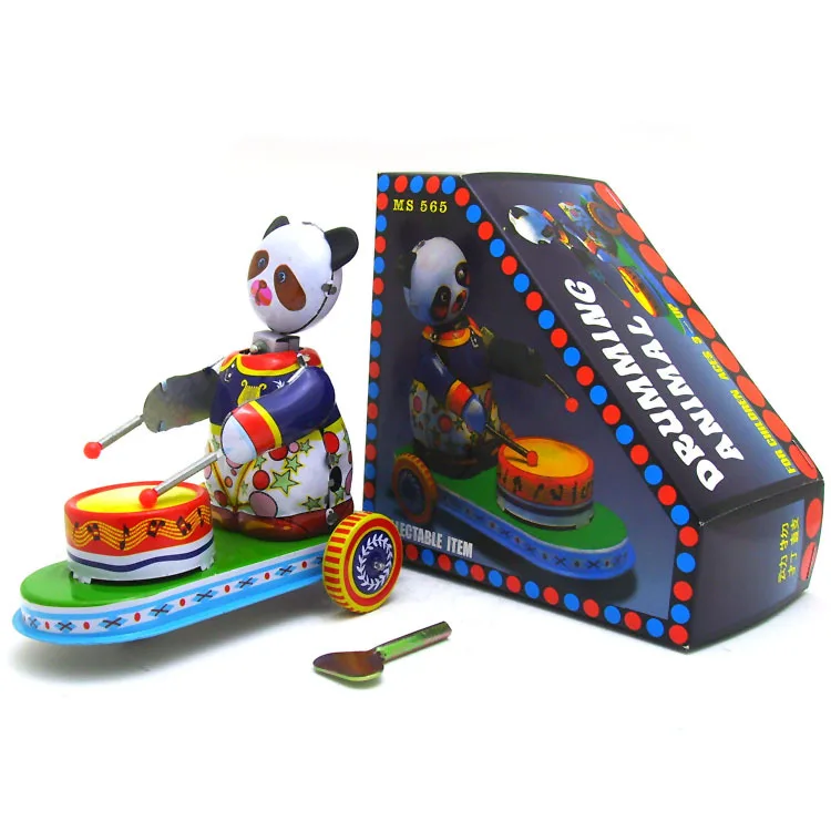 Retro Collection Tin toys mkd3 Children Metal Wind up Auto Car Models Robot Vehicles Handmade Iron Mechanical Panda Play Drum | Игрушки и