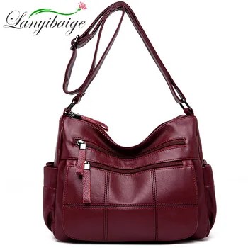 

High Quality Many Pocket Big Crossbody Bags For Women 2019 Sac A Main Femme Leather Luxury Handbags Women Bags Designer Handbags
