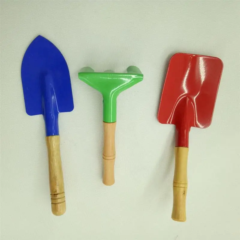 BESTOYARD 3 шт. Детские садовые инструменты металлические с прочной деревянной ручкой безопасные садовые инструменты лопатка-грабли для детей