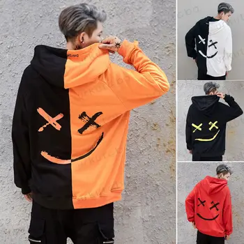 

Dropshipping Suppliers Men Hoodies Sweatshirts Smile Print Headwear Hoodie Hip Hop Streetwear Clothing Us size Plus Size 3XL