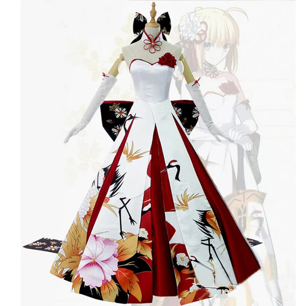 

Fate stay night Saber cosplay costume Saber Wedding Dress Halloween costume for women