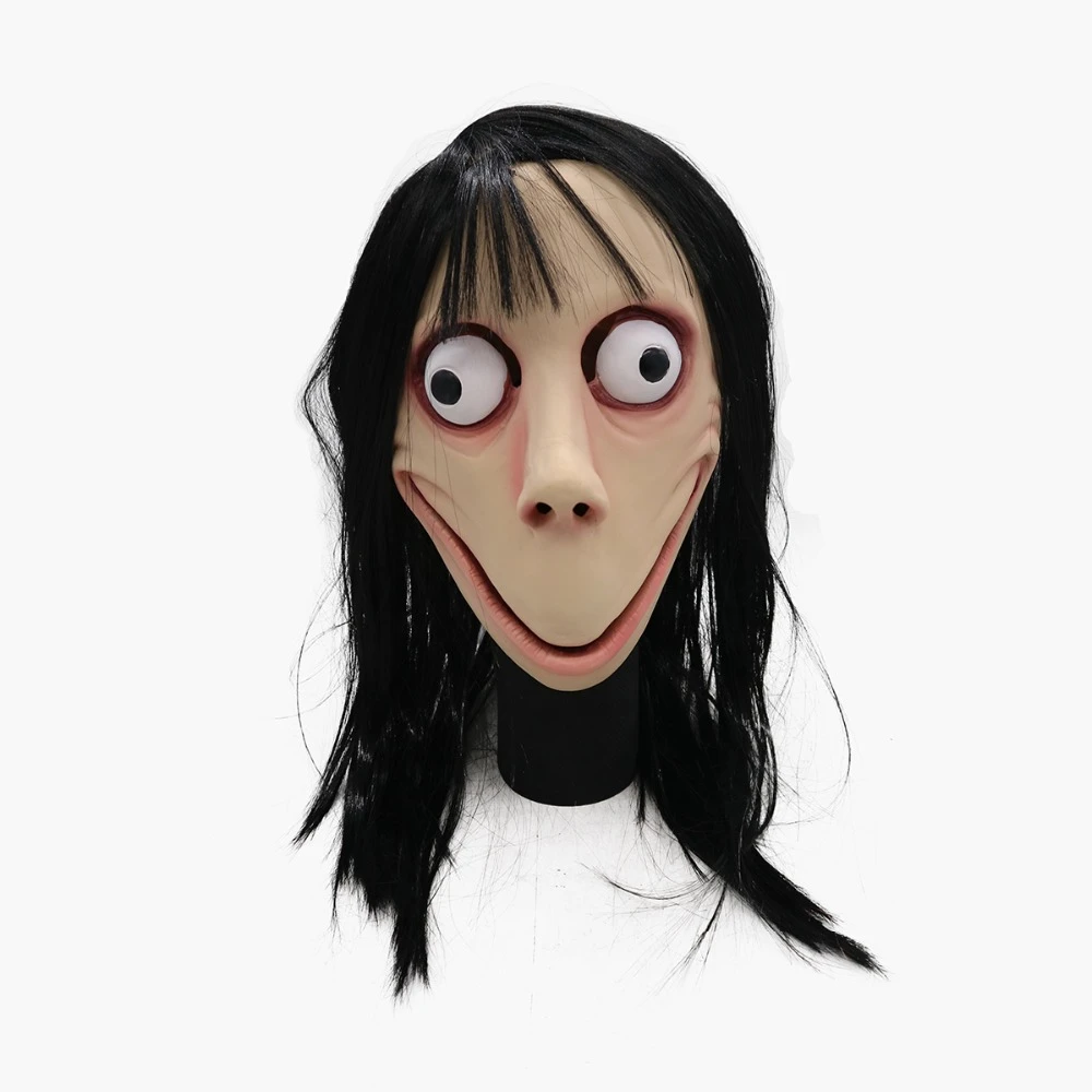 Funny Scary Momo Hacking Game Cosplay Mask Adult Full Head Halloween Ghost  Momo Latex Mask With Wigs - Masks & Eyewear - AliExpress