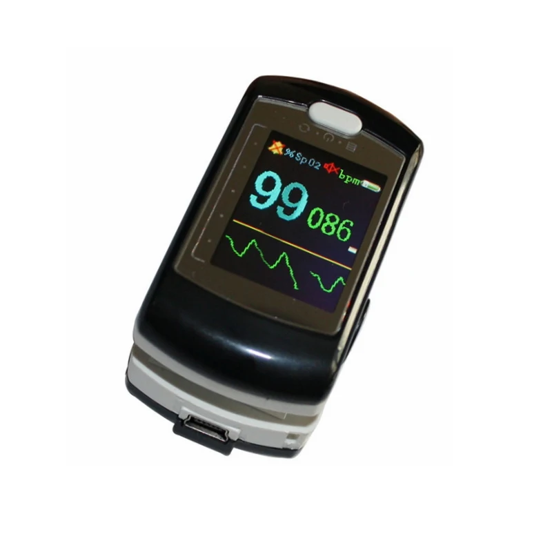 

24H Blood Stream Perfusion Index Fingertip Pulse Oximeter Option Probe 65K Color OLED Display SpO2, PR Pulse bar AH-50E