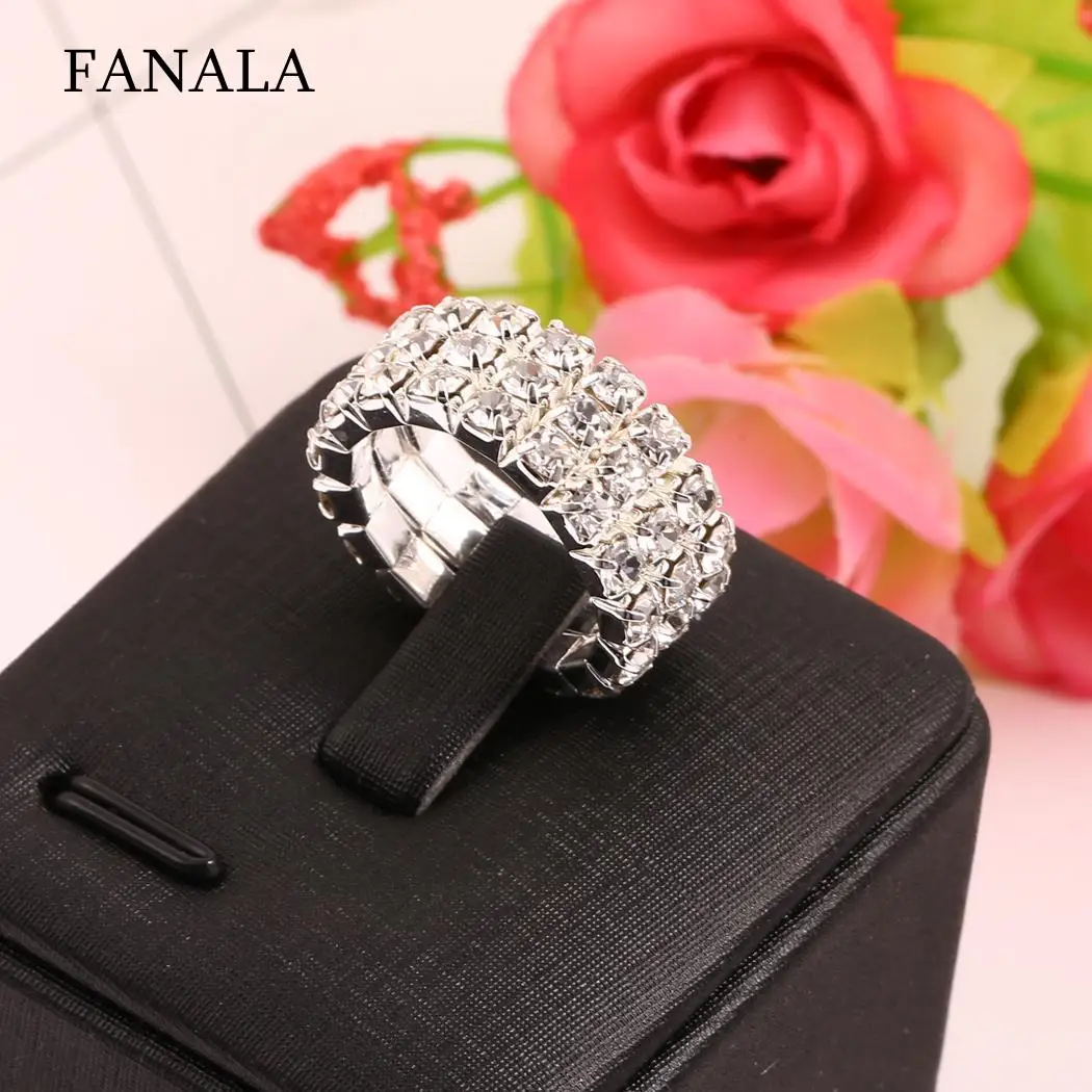 

Elastic Rhinestone Women Rows Rings Bridal Filled Fashion Glittering Jewelry
