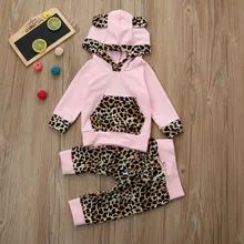 Новинка года; толстовка с леопардовым принтом для новорожденных девочек; толстовка с леопардовым принтом+ штаны; комплект одежды