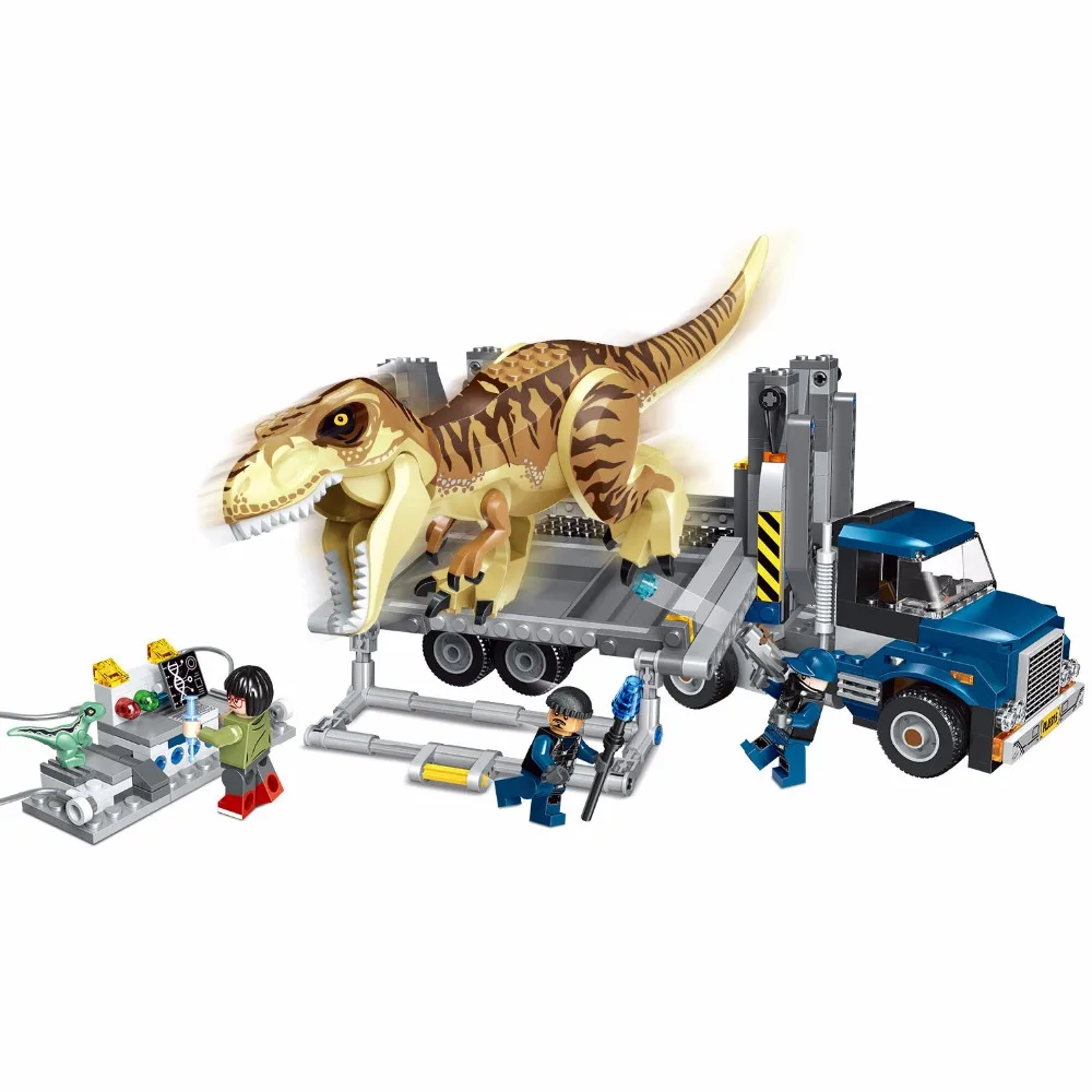  Jurassic World dinosaur transport cart model  Indominus Rex Figures building blocks  educational toys for children gifts