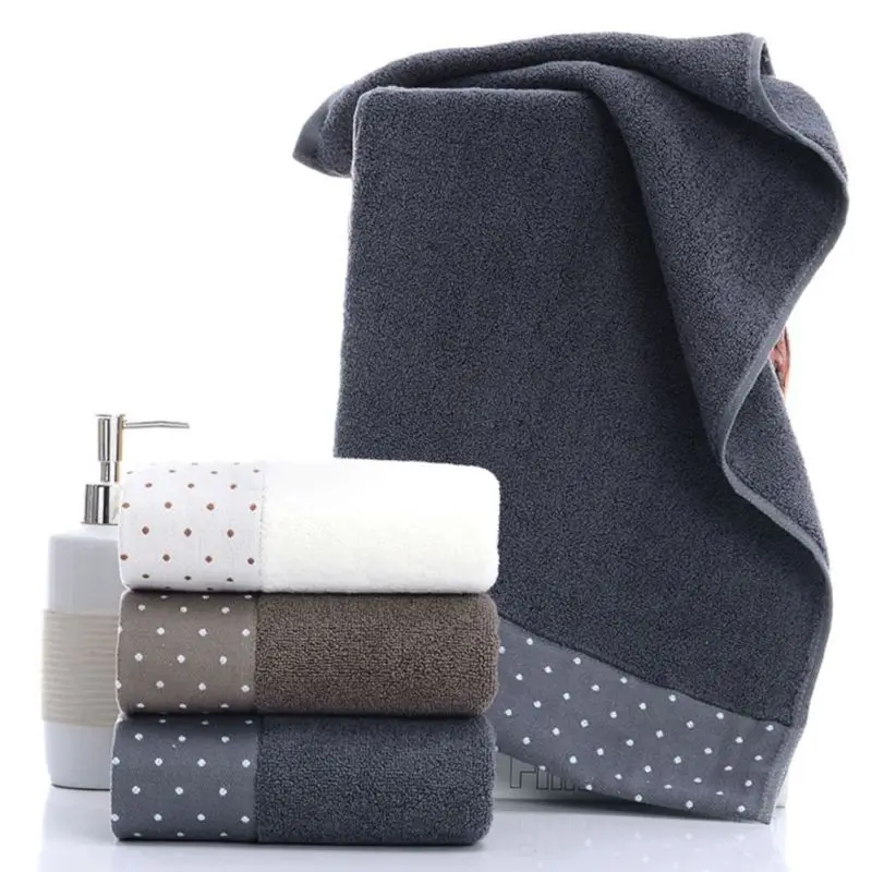 100% Cotone Assorbente del Modello di Puntino di Colore Solido Morbida E Confortevole Delle Donne Degli Uomini di Bagno A Mano Viaggio Viso Asciugamano 2 pz