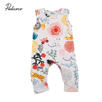 

Cute Newborn Infant Baby Boy Girl Floral Clothes Summer Sleeveless Cartoon Animal Print Cotton Romper Jumpsuit Sunsuit Outfits