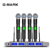 G-MARK профессиональный беспроводной микрофон 4 канала туры UHF DR получить видео K сценическое представление