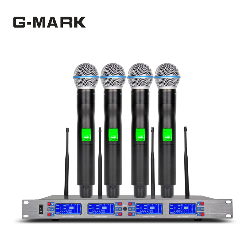 G MARK Professional Diversity Wireless Microphone 4 channel Ture UHF DR ...