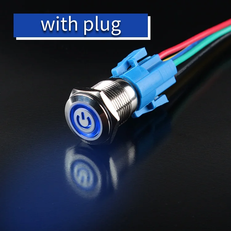2 шт./лот 16 мм водонепроницаемый металлический кнопочный светодиодный светильник Swich самоблокирующийся Мгновенный кнопочный переключатель с бесплатным разъемом - Цвет: blue