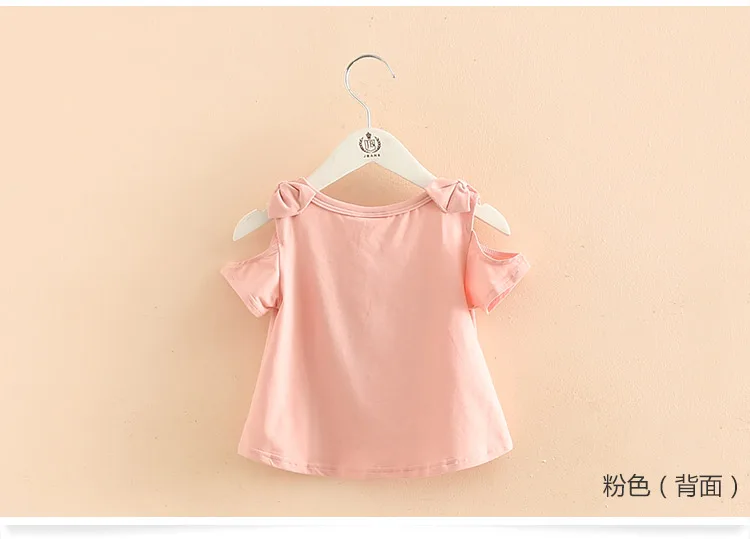 2018 Summer New Design Cotton Princess Short Sleeve O-Neck Strapless Off-Shouler Floral Cute Children Kids Baby Girl T-Shirt (2)