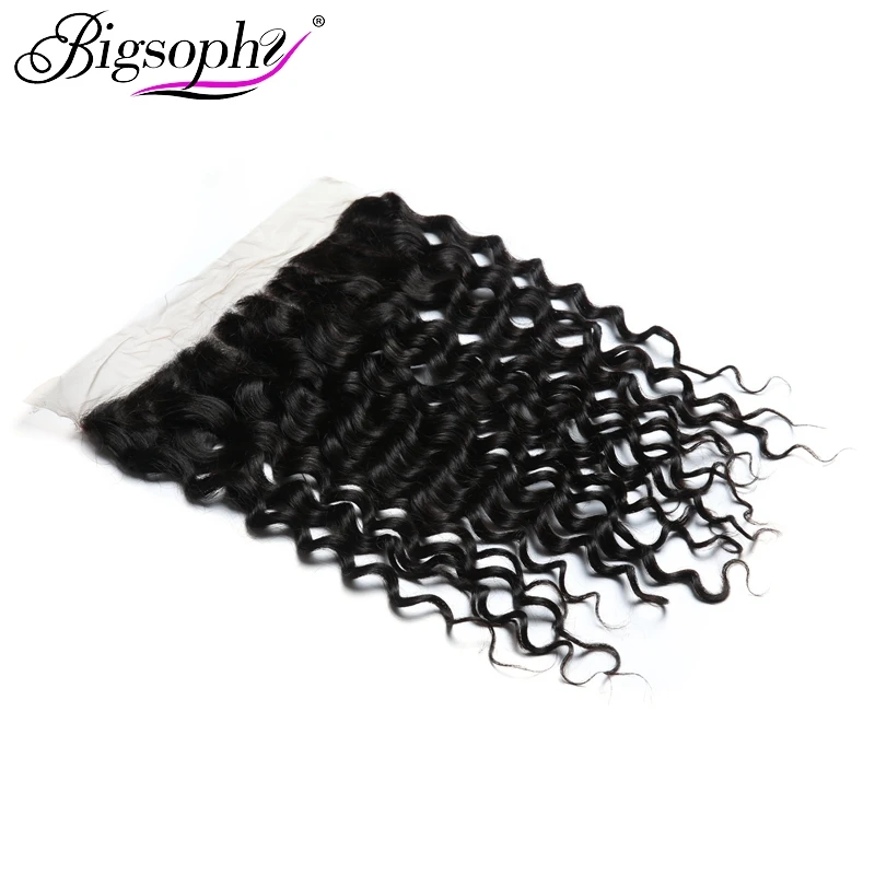 Bigsophy Mongolian Deep Wave Closure 13x4 Human Hair EarTo Ear Lace Frontal Closure Human Remy Hair 8\