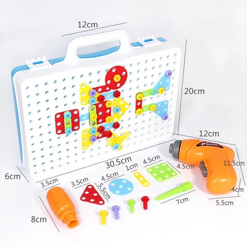 Children Toys Electric Drill Nut Disassembly Match Tool Educational Toys Assembled Blocks Sets For Boys Design Building Toy