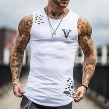 Новые хлопковые мужские майки для бодибилдинга, летние модные повседневные спортивные майки для фитнеса с круглым вырезом, без рукавов, воздухопроницаемая майка для бега