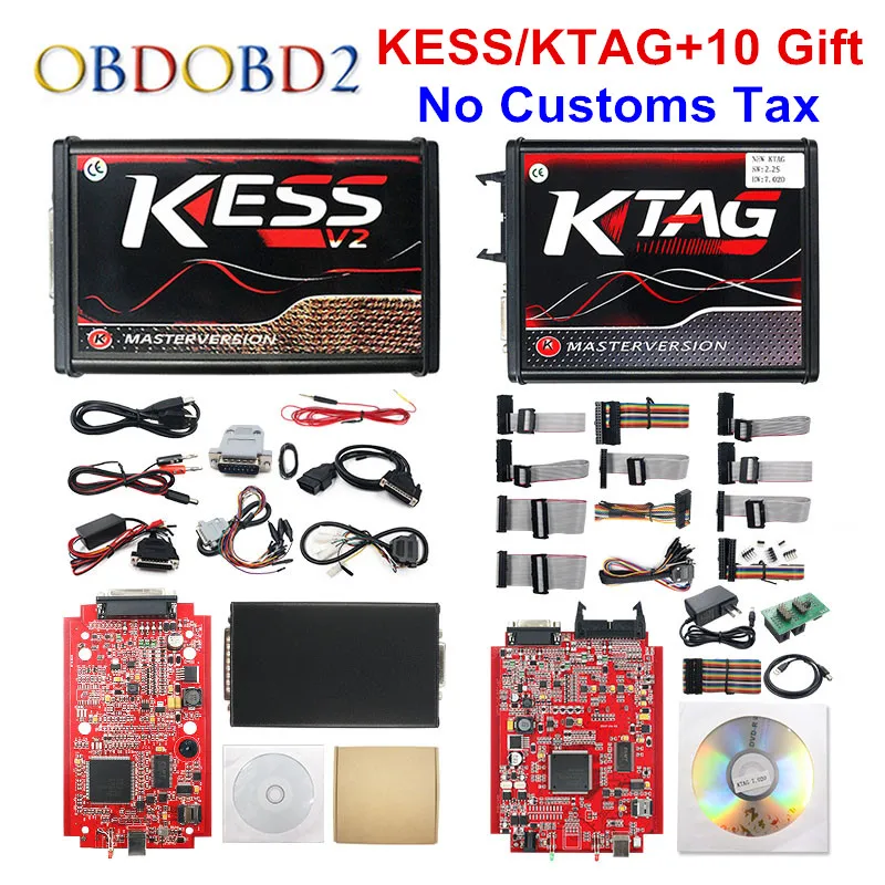 Онлайн красный ЕС KESS V2 5,017 V2.47 Ktag V7.020 OBD2 менеджер Тюнинг Комплект KESS V5.017 4 светодиодный K-tag V2.25 BDM Рамка ECU программист