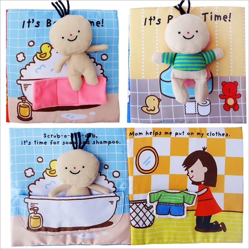 

Baby Cloth Book of Bath Potty Children Early cognitive Development Quiet Books Unfolding Activity Book