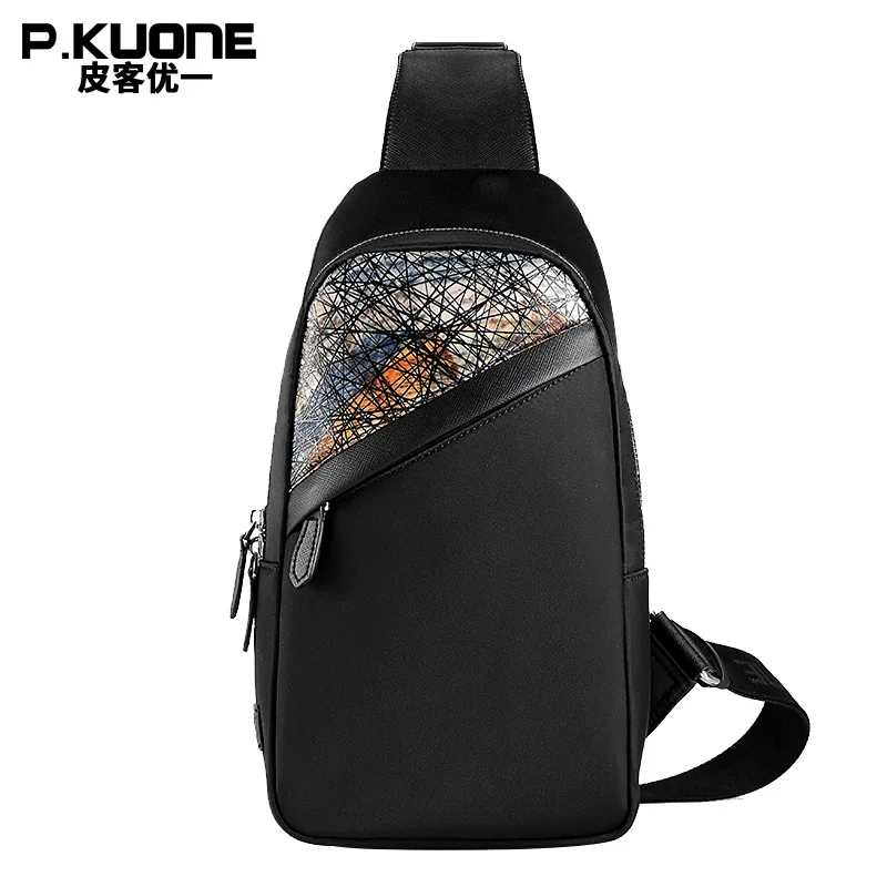 

P.KUONE Fashion Diagonal Package Male Casual Travel Shoulder Bag Special Offer Men Fabric Chest Pack Famous Brand Messenger Bag