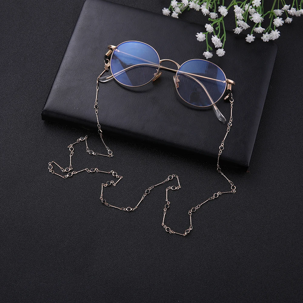 LIKGREAT 78 см черный кристалл очки цепи шнур шеи держатель для женщин мужчин модные золотые очки солнечные очки с цепочкой ремешки с петлей
