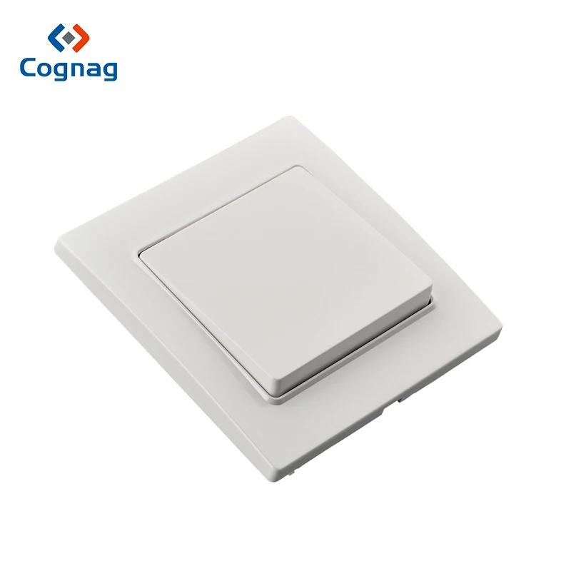 

Cognag 1 Gang 2 Way wall light switch push button Luxury white PC panel wide rocker manual switch