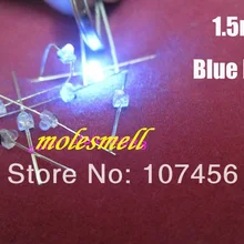 100 шт., новые 1.5 мм Мини синий прозрачный светодиодных Резисторы Сделано в Тайване