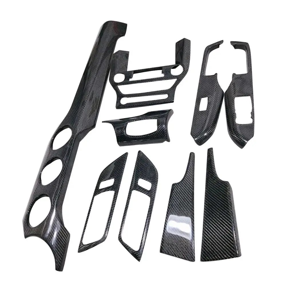 For 2015 Mustang LHD Carbon Fiber Dash Trim Driver & Passenger Side Inner Door Handle Trim Radio Surround Window Switch Panel