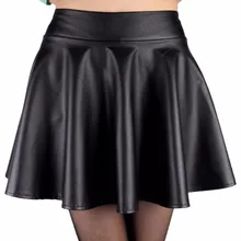 Fashion font b Women b font Faux Leather font b Skirt b font High Waist Skater