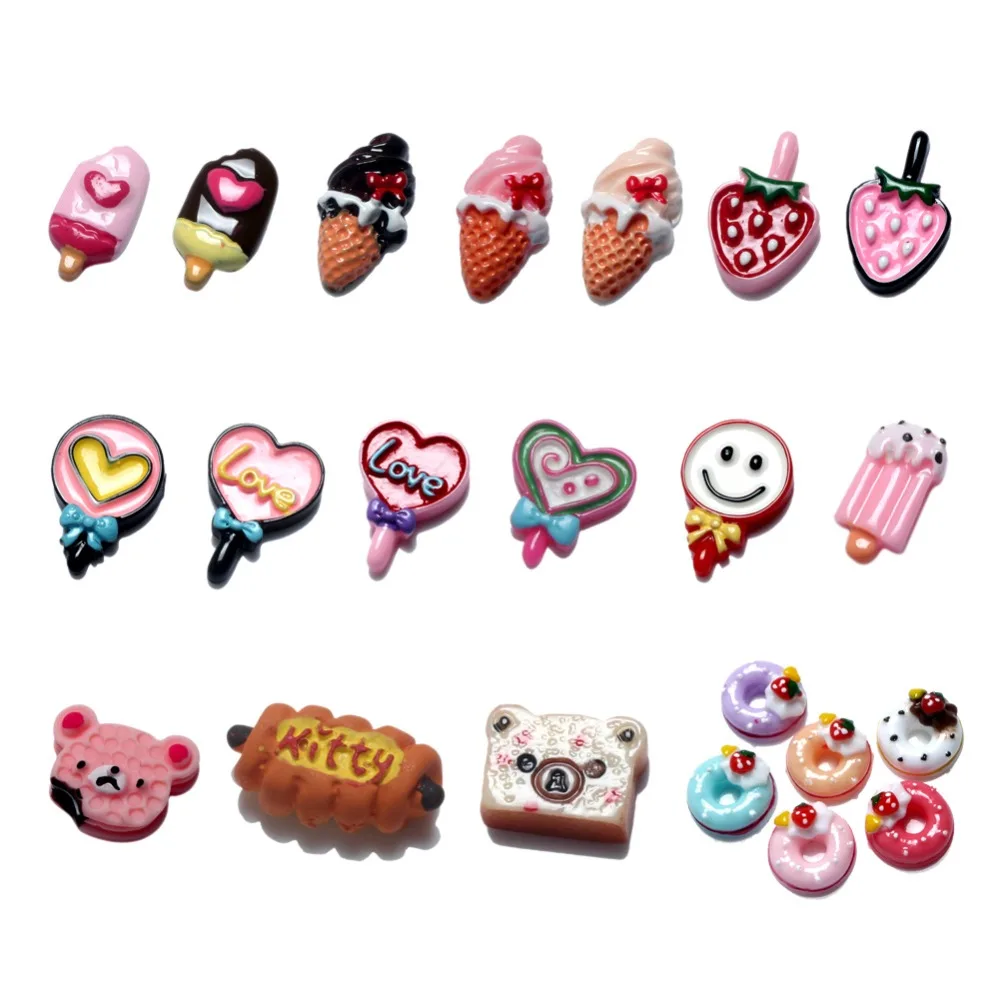 

20Pcs Mixed Cute Ice Cream Resin Cabochon Flatback Decoration Crafts Embellishments For Scrapbooking Diy Accessories