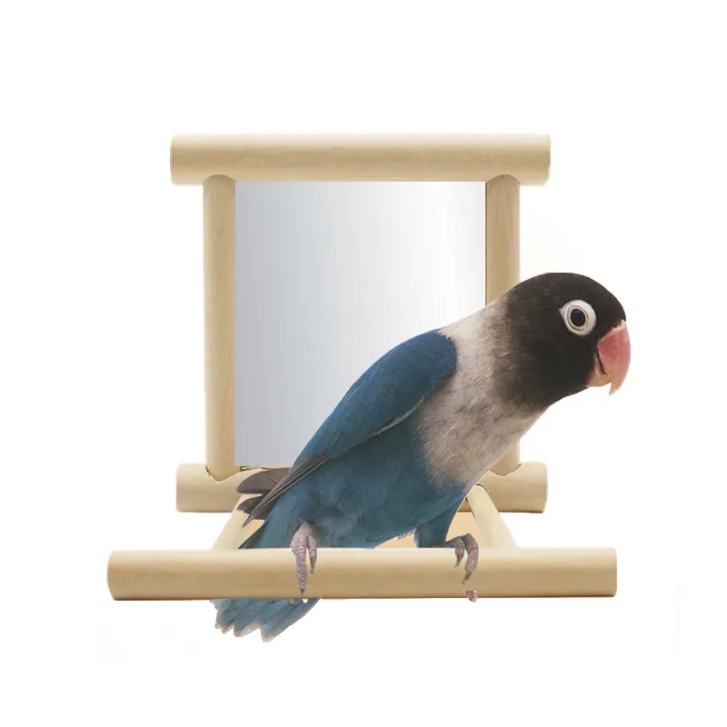 Pet Bird Wooden Frame Durable High Quality Stand Cage Perch with Mirror