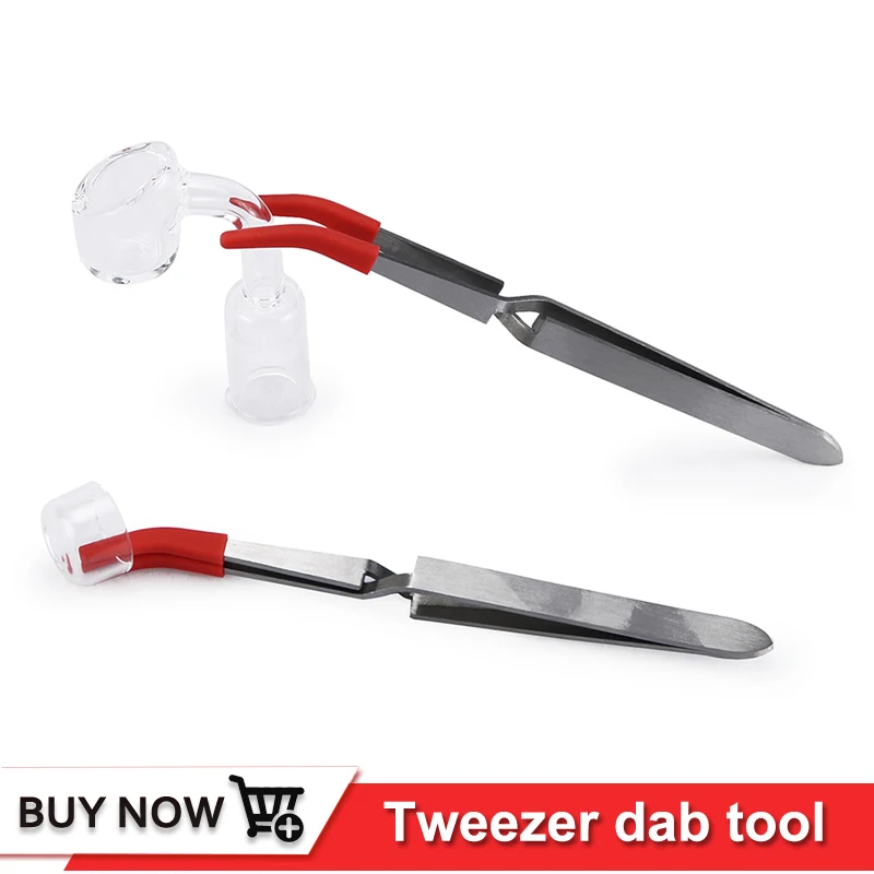 

Stainless steel tweezers dab tool tipped tweezer fine tip with silicone cover Tips for Dry Herb Vaporizer glass water pipe tube