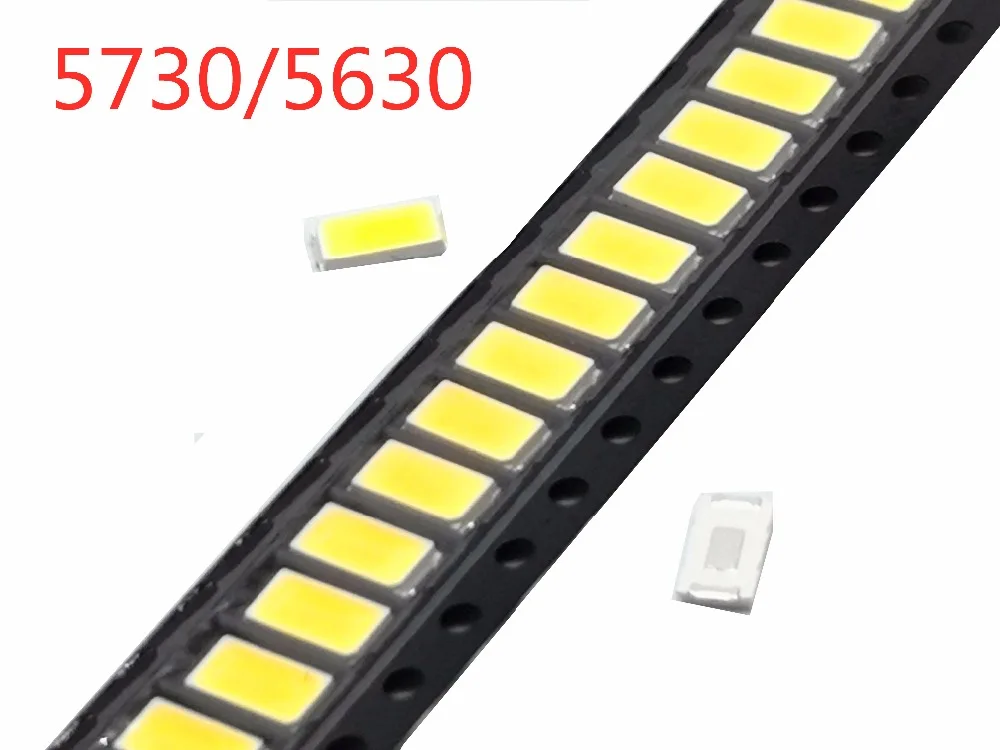 100 шт. SMD 5730 Диод Белый SMD5730 0,5 Вт светодиодный 5630 3000 К 4000 к 6000 К 9500 к супер яркий чип 150мА PCB SMT светодиод