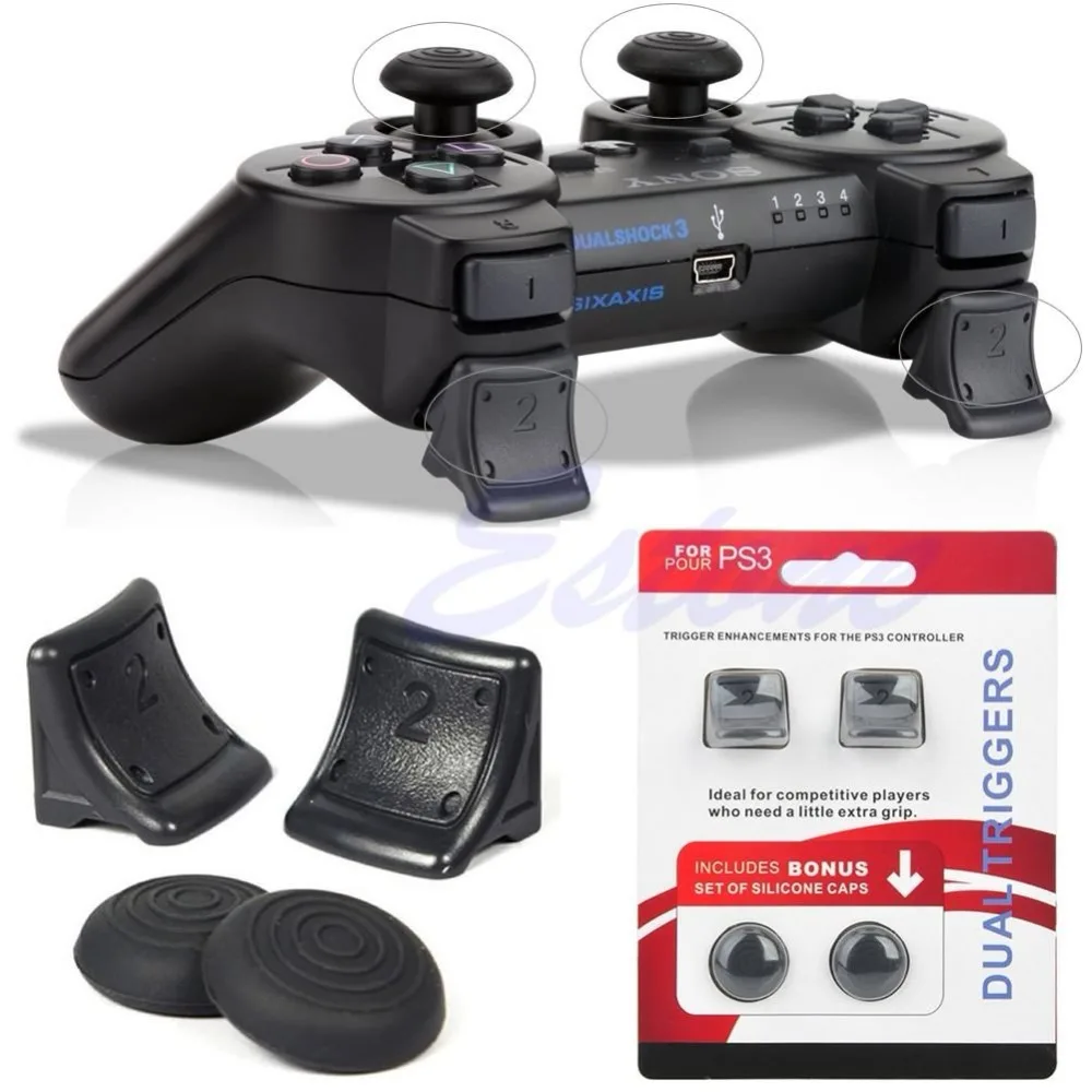 Контроллер OOTDTY для PS3 двойной триггер бонусные силиконовые колпачки захвата