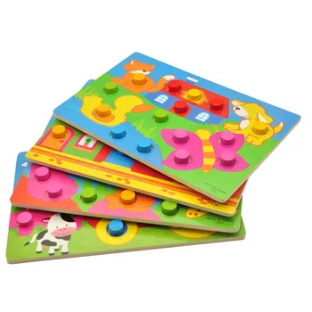 

Kids Early Education Puzzle Toys Matching Board Plate Mushroom Nails Wooden Toy Recognition Colour New