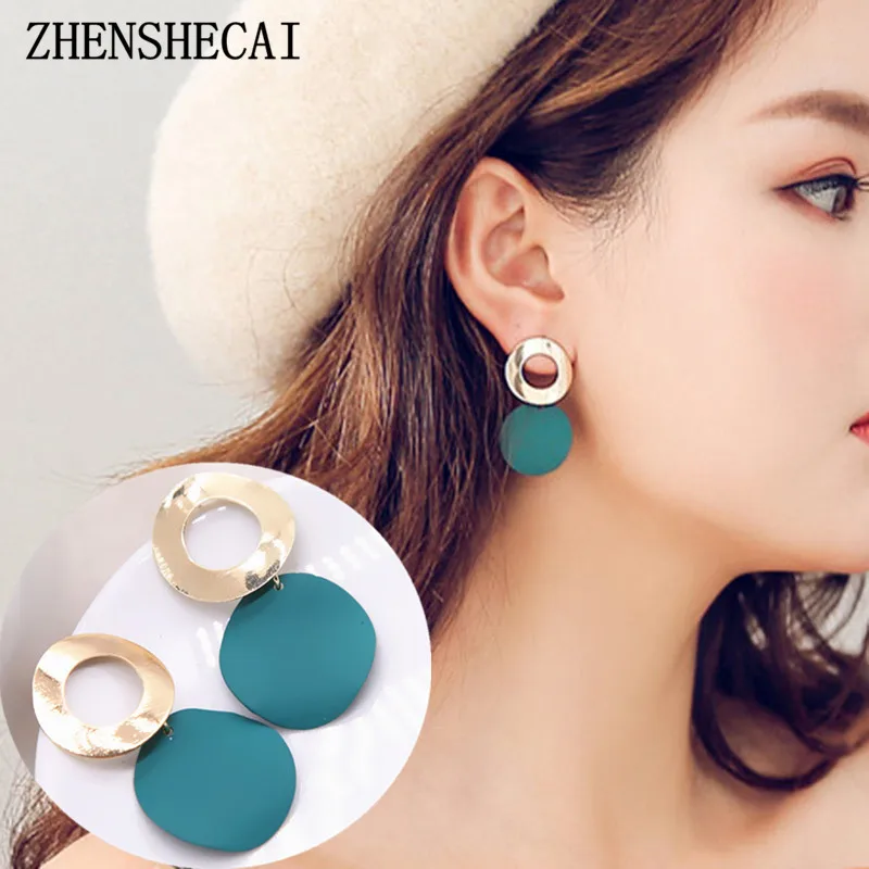 

South Korea Dongdaemun Fashion Jewelry for women Round Drop Earring Simple Blue Black White colors Long Earring Hot Sale e0471